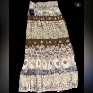Bohemian Brown and Cream Maxi Skirt